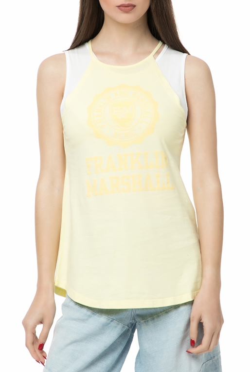FRANKLIN & MARSHALL-Γυναικεία αμάνικη μπλούζα Franklin & Marshall κίτρινη 