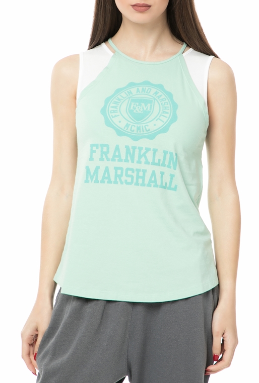 FRANKLIN & MARSHALL-Γυναικεία αμάνικη μπλούζα Franklin & Marshall πράσινη