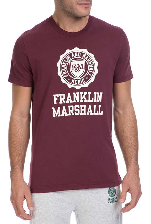 FRANKLIN & MARSHALL-Ανδρικό T-SHIRT JERSEY FRANKLIN & MARSHALL μπορντό 