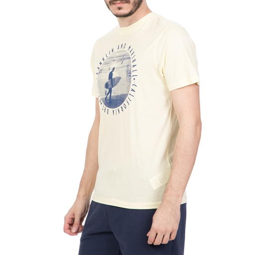 FRANKLIN & MARSHALL-Ανδρική κοντομάνικη μπλούζα με στάμπα FRANKLIN & MARSHALL κίτρινη