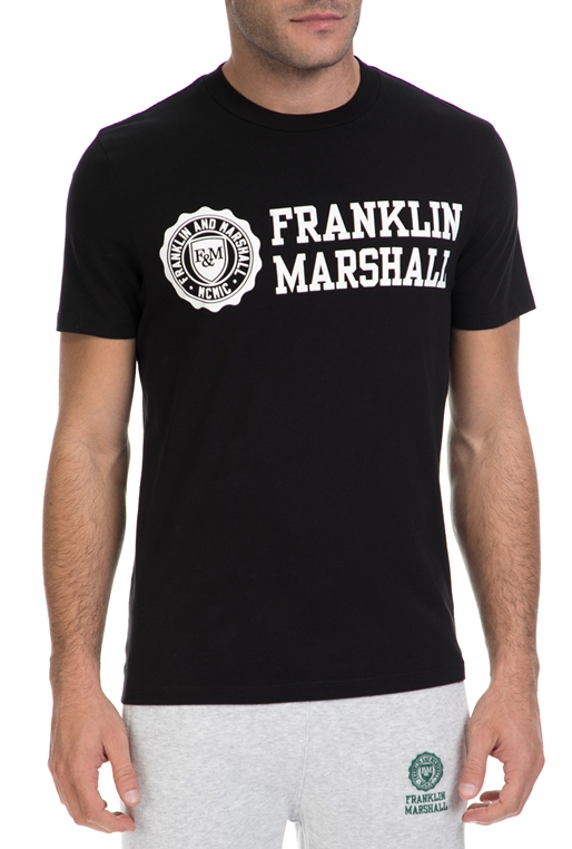 FRANKLIN & MARSHALL-Ανδρικό T-SHIRT JERSEY FRANKLIN & MARSHALL μαύρο  