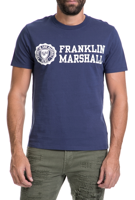 FRANKLIN & MARSHALL-Αντρική μπλούζα FRANKLIN & MARSHALL μπλε  