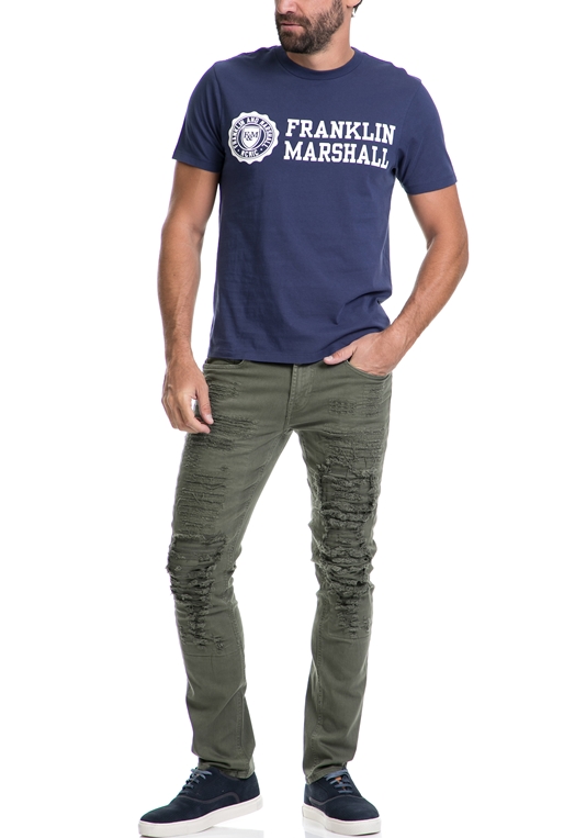 FRANKLIN & MARSHALL-Αντρική μπλούζα FRANKLIN & MARSHALL μπλε  
