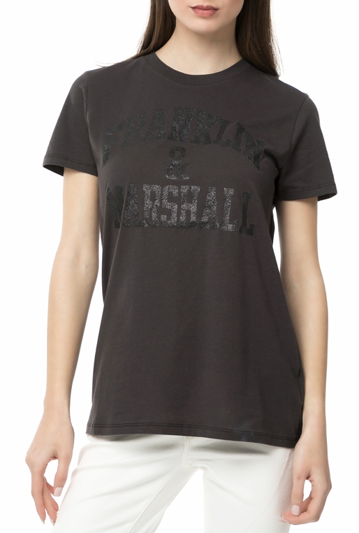 FRANKLIN & MARSHALL-Γυναικείο t-shirt Franklin & Marshall JERSEY ROUND NECK ανθρακί