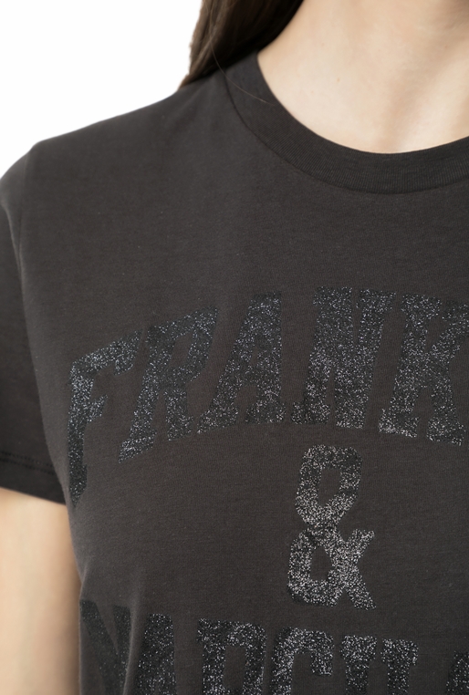 FRANKLIN & MARSHALL-Γυναικείο t-shirt Franklin & Marshall JERSEY ROUND NECK ανθρακί
