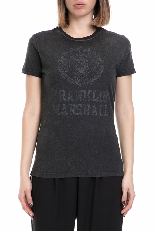 FRANKLIN & MARSHALL-Γυναικείο T-SHIRT JERSEY FRANKLIN & MARSHALL γκρι       