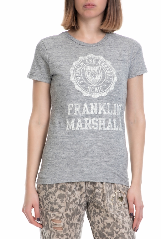 FRANKLIN & MARSHALL-Γυναικείο T-SHIRT JERSEY FRANKLIN & MARSHALL γκρι         