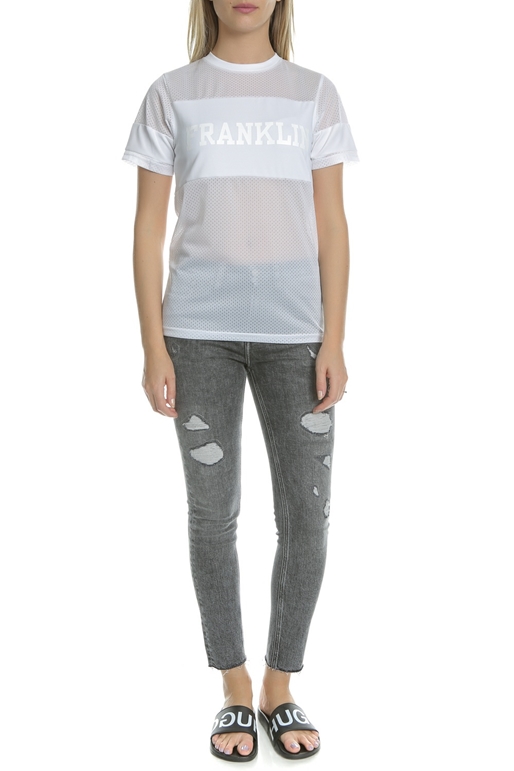 FRANKLIN & MARSHALL-Γυναικείο t-shirt Franklin & Marshall UNI ROUND NECK λευκή