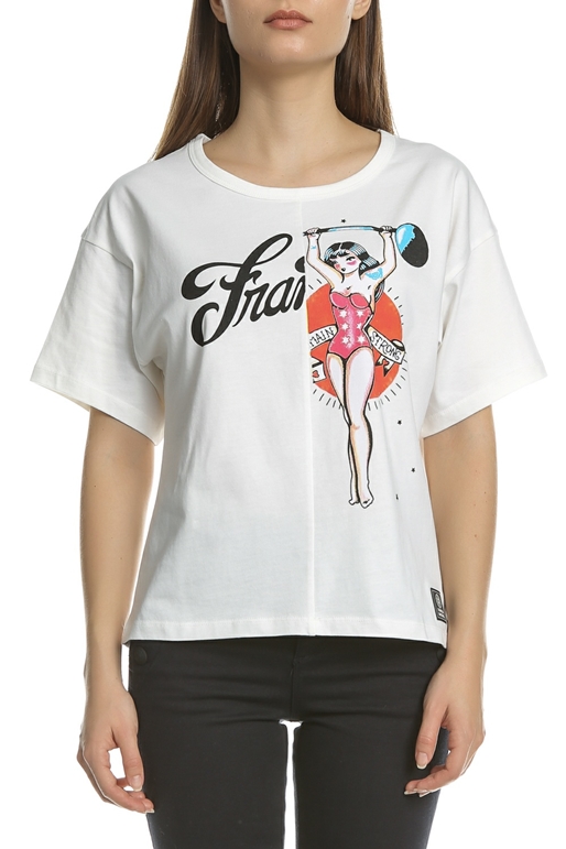 FRANKLIN & MARSHALL-Γυναικεία μπλούζα FRANKLIN & MARSHALL λευκή    