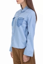 G-STAR RAW-Γυναικείο πουκάμισο Tacoma wide slv bf croppe μπλε