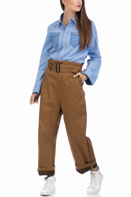 G-STAR RAW-Γυναικείο πουκάμισο Tacoma wide slv bf croppe μπλε