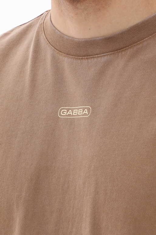 GABBA-Ανδρικό t-shirt GABBA 10230 Nigel Boxy Print Snow καφέ