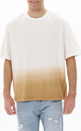 GABBA-Ανδρικό boxy t-shirt GABBA 10249 Spirit Print Boxy λευκό καφέ