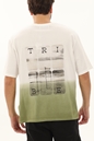 GABBA-Ανδρικό boxy t-shirt GABBA 10249 Spirit Print Boxy SS Tee λευκό πράσινο