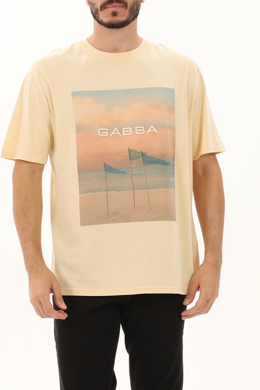 GABBA-Ανδρικό boxy t-shirt GABBA 10351 Nigel Boxy Flag κίτρινο ανοιχτό