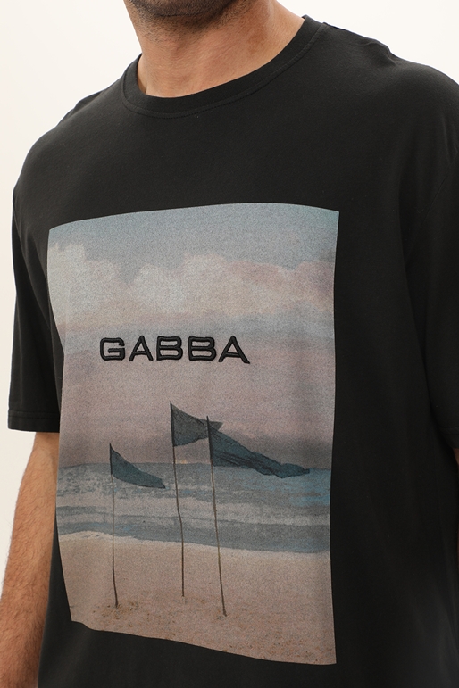 GABBA-Ανδρικό t-shirt GABBA 10351 Nigel Boxy Flag Print μαύρο