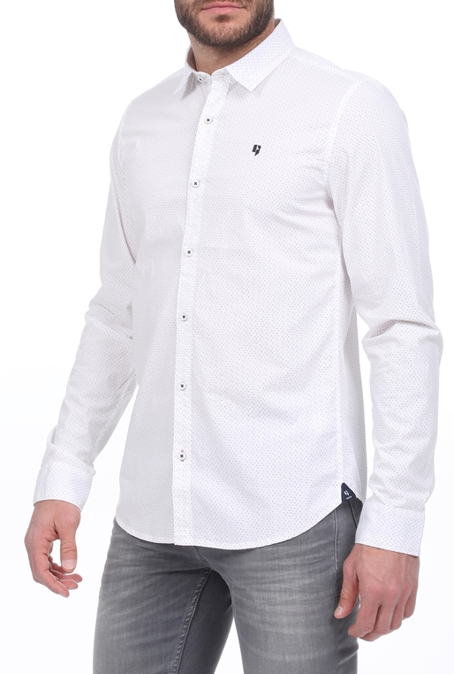 GARCIA JEANS-Ανδρικό πουκάμισο GARCIA JEANS λευκό μπλε