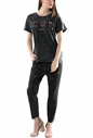 GARCIA JEANS-Γυναικεία κοντομάνικη μπλούζα Garcia Jeans μαύρη με χάντρες