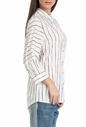 GARCIA JEANS-Γυναικεία μακρυμάνικη ριγέ πουκαμίσα Garcia Jeans λευκή - μαύρη