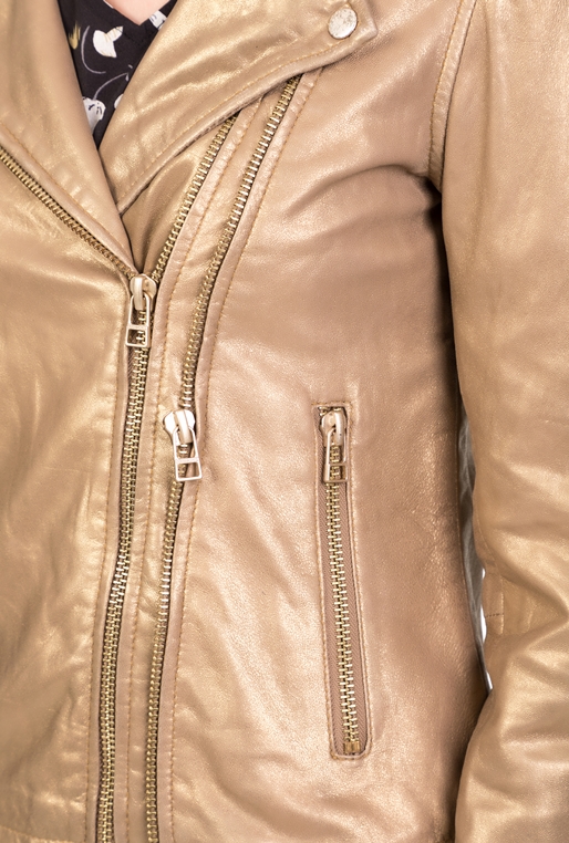 GOOSECRAFT-Γυναικείο δερμάτινο jacket BIKER513 GOOSECRAFT χρυσό