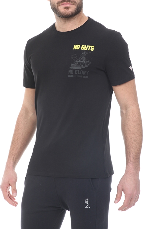 GUESS-Ανδρικό t-shirt GUESS NO GUTS NO GLORY CN - ORGANIC μαύρο