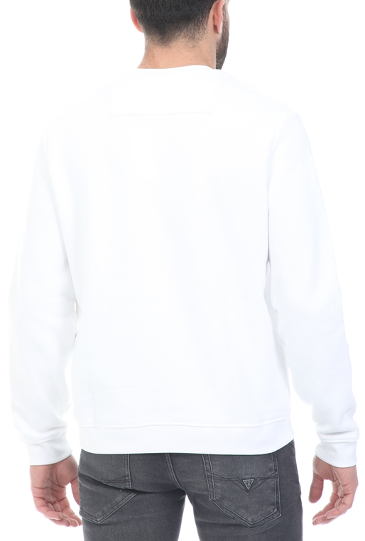 GUESS-Ανδρική φούτερ μπλούζα GUESS EDRIC CN FLEECE - ORGANIC CO λευκή