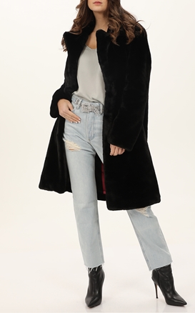 GUESS-Γυναικείο γούνινο παλτό GUESS GU0APW0BL NEW SHELLY COAT - COMFTY ECO μαύρο