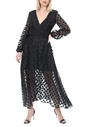 GUESS-Γυναικείο maxi φόρεμα GUESS BERTHA CLIPPED DOTS μαύρο