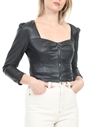 GUESS-Γυναικείο cropped jacket GUESS FLEUR BONDED μαύρο