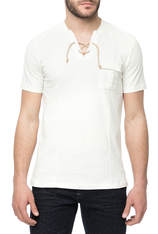HAMAKI HO -Ανδική κοντομάνικη μπλούζα HAMAKI HO SERAFINO λευκή 