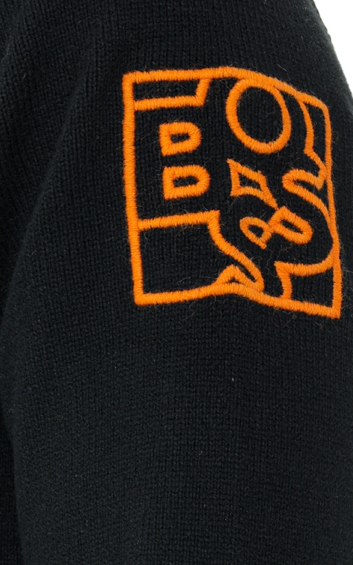 Boss Casual-Pulover din lana cu logo grafic brodat pe maneca