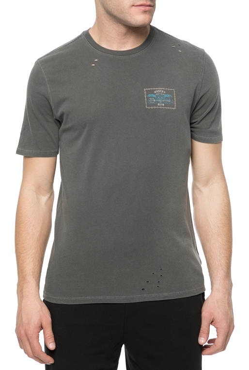HURLEY-Ανδρική κοντομάνικη μπλούζα HURLEY CHAINED UP DESTROY ανθρακί