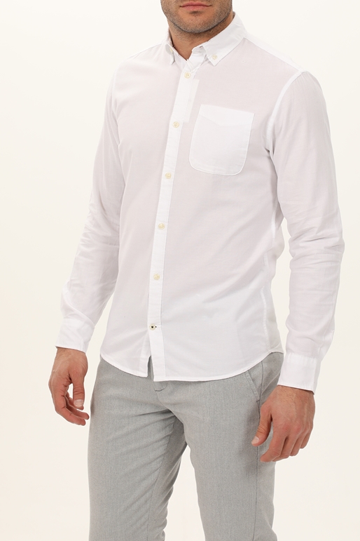 JACK & JONES-Ανδρικό πουκάμισο JACK & JONES 12182486 JJEOXFORD λευκό