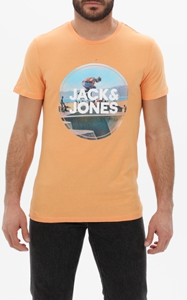 JACK & JONES-Ανδρικό t-shirt JACK & JONES 12221007 JJGEM πορτοκαλί