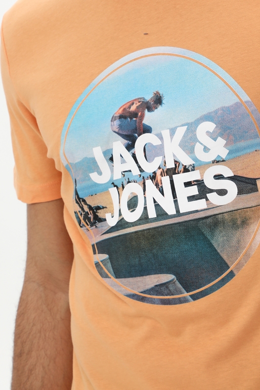 JACK & JONES-Ανδρικό t-shirt JACK & JONES 12221007 JJGEM πορτοκαλί