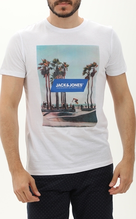 JACK & JONES-Ανδρικό t-shirt JACK & JONES 12221007 JJGEM TEE SS CREW NECK λευκό