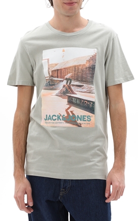 JACK & JONES-Ανδρικό t-shirt JACK & JONES 12221007 JJGEM γκρι