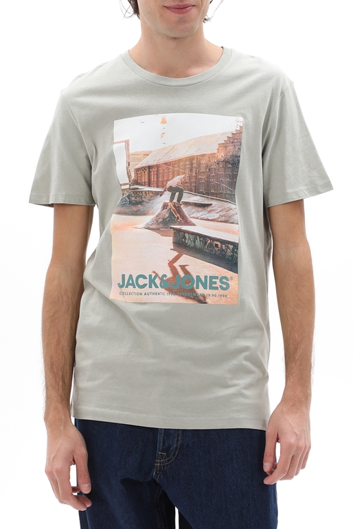 JACK & JONES-Ανδρικό t-shirt JACK & JONES 12221007 JJGEM γκρι