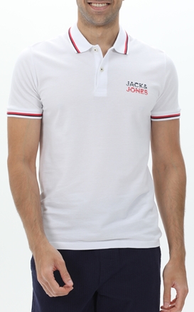 JACK & JONES-Ανδρική polo μπλούζα JACK & JONES 12221012 JJATLAS POLO SS λευκή