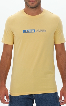 JACK & JONES-Ανδρικό t-shirt JACK & JONES 12221946 JJNEO TEE SS CREW NECK κίτρινο