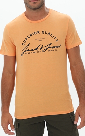 JACK & JONES-Ανδρικό t-shirt JACK & JONES 12222037 JJACE TEE SS CREW NECK πορτοκαλί