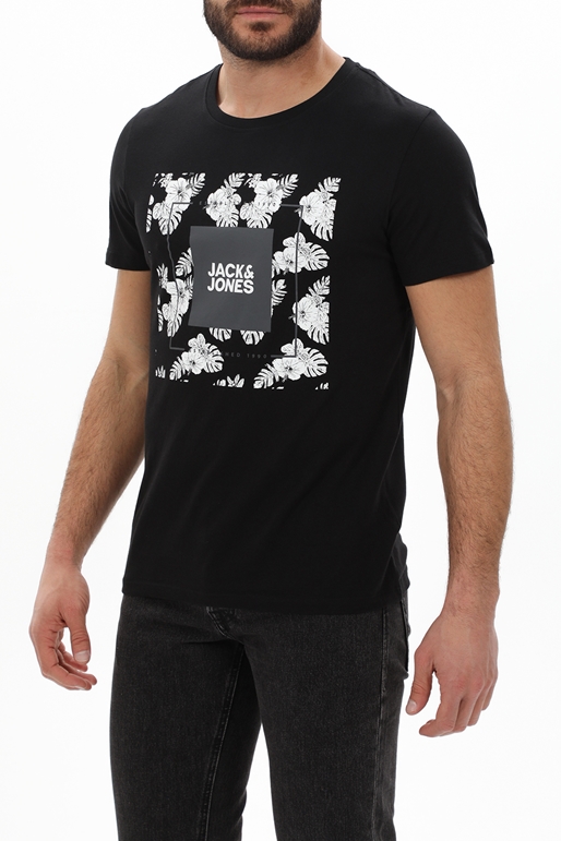 JACK & JONES-Ανδρικό t-shirt JACK & JONES 12224165 JJTROPICANA BOX μαύρο