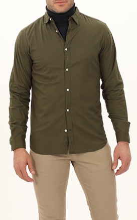 JACK & JONES-Ανδρικό πουκάμισο JACK & JONES 12225469 JJETWILL πράσινο