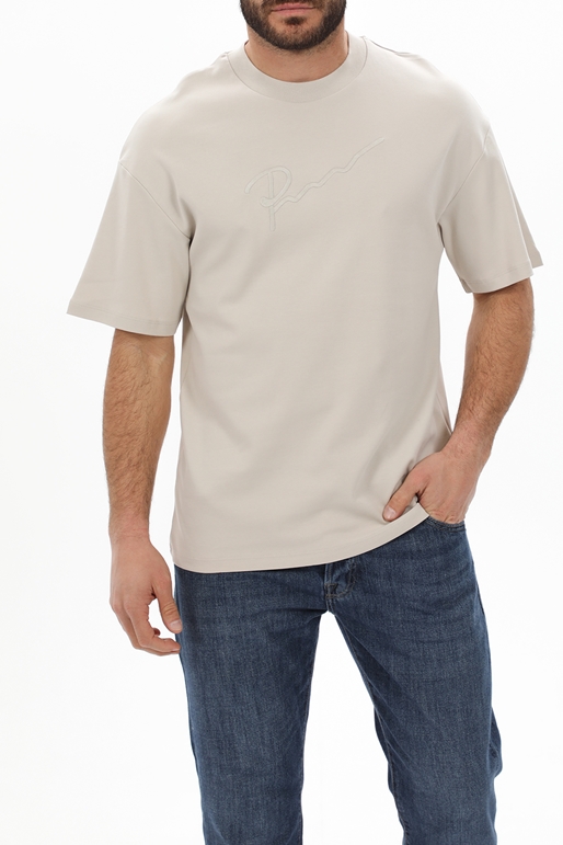 JACK & JONES-Ανδρικό t-shirt JACK & JONES 12228279 JPRBLAHUGO BRANDING εκρού