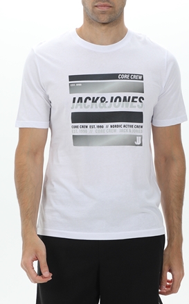 JACK & JONES-Ανδρικό t-shirt JACK & JONES 12228434 JCOARC TEE SS CREW NECK λευκό