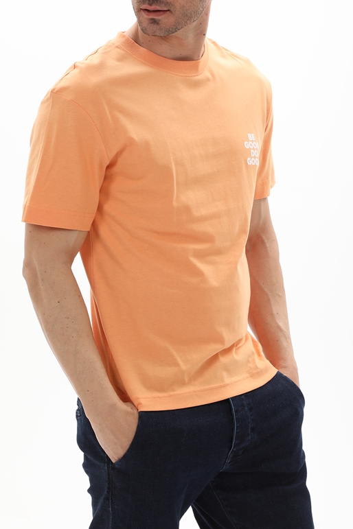 JACK & JONES-Ανδρικό t-shirt JACK & JONES 12235350 JOROCEANDAY πορτοκαλί