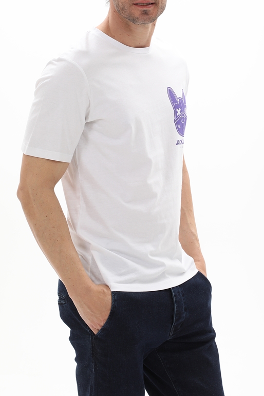 JACK & JONES-Ανδρικό t-shirt JACK & JONES 12238121 JORCREW λευκό