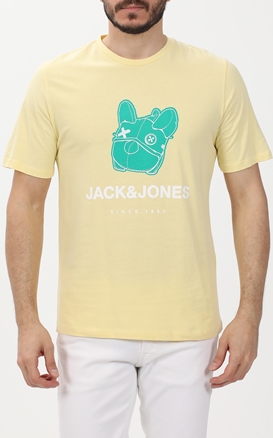 JACK & JONES-Ανδρικό t-shirt JACK & JONES 12238121 JORCREW κίτρινο