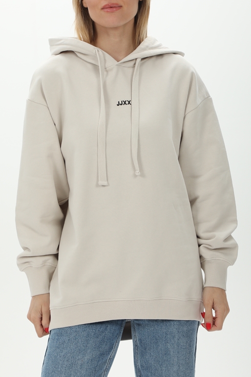JJXX-Γυναικεία φούτερ μπλούζα JJXX 12200382 JXCLEO LOOSE LS TIME HOOD εκρού