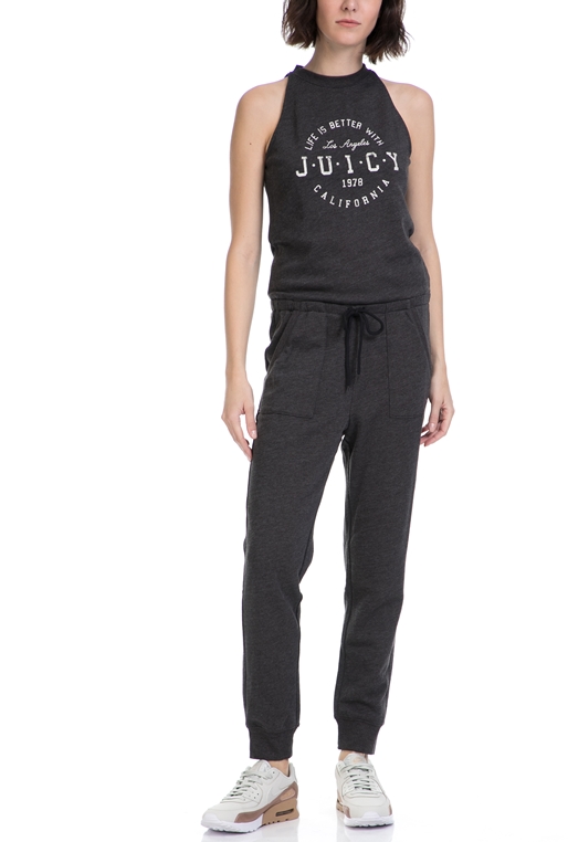 JUICY COUTURE-Γυναικεία ολόσωμη φόρμα DISTRESSED KNIT JUMPSUIT JUICY COUTURE γκρι  